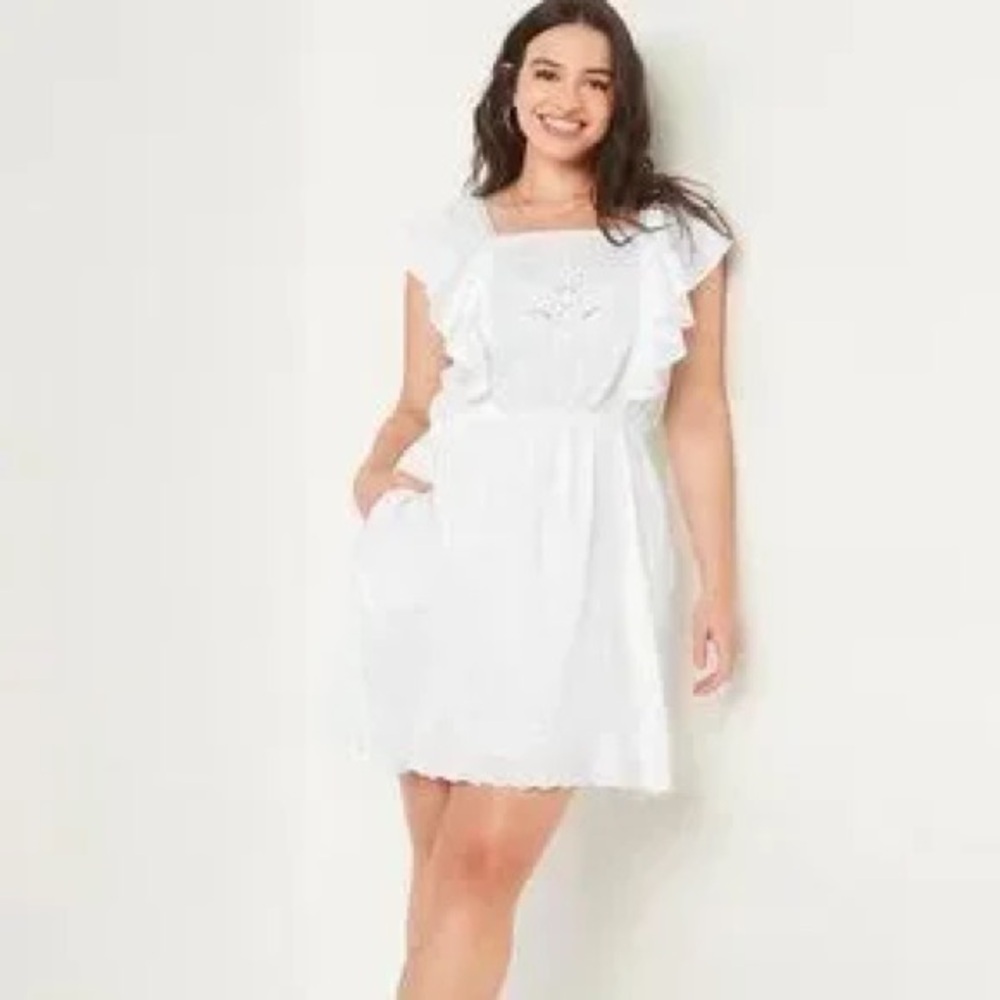Old Navy White Ruffle Mini Dress